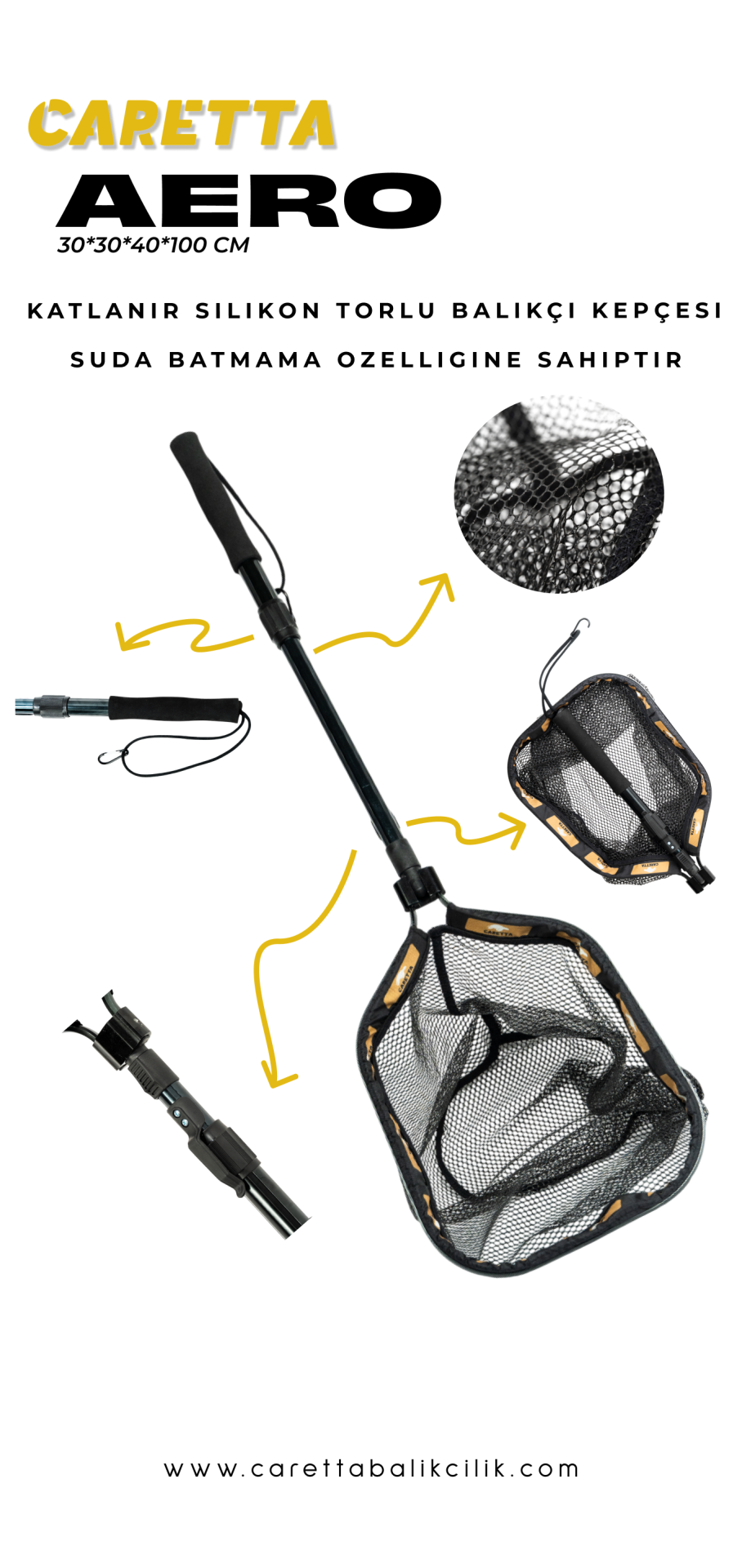 Caretta Aero Batmaz Silikon Torlu Balıkçı Kepçesi
